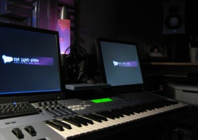 Keyboard in recording studio