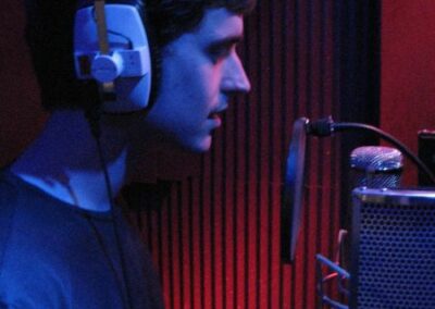 Singer in recording studio